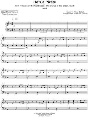 He's a Pirate [hard] by Your Piano Trainer - Sheet Music