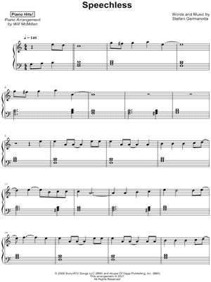 Speechless by Piano Hits! - Sheet Music