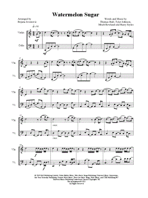 Watermelon Sugar - Violin & Cello by Bojana Jovanovic - Sheet Music