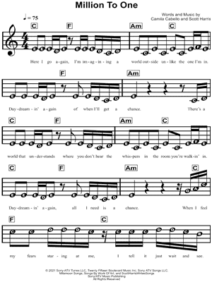 Million to One by Camila Cabello - Sheet Music