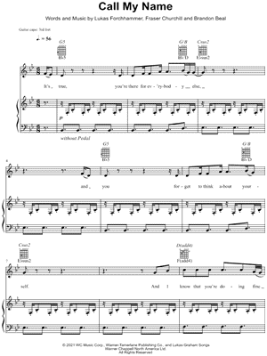 Call My Name by Lukas Graham - Sheet Music
