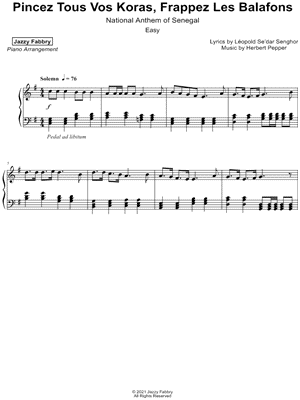 Pincez Tous Vos Koras, Frappez Les Balafons [easy] by Jazzy Fabbry - Sheet Music