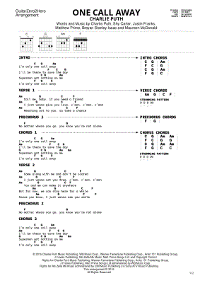 One Call Away by GuitarZero2Hero - Sheet Music