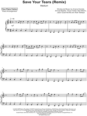 Save Your Tears (Remix) [easy] by Your Piano Trainer - Sheet Music