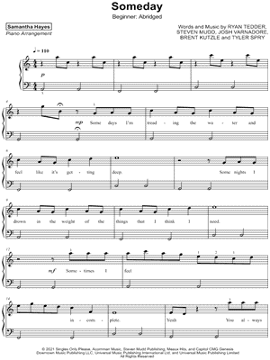 Someday [beginner - abridged] by Samantha Hayes - Sheet Music