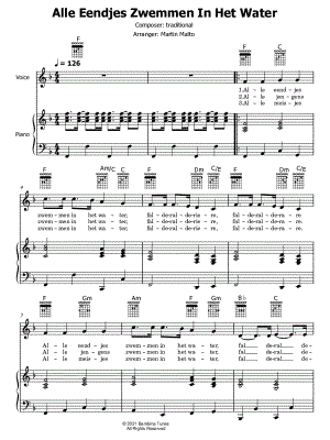 Alle eendjes zwemmen in het water