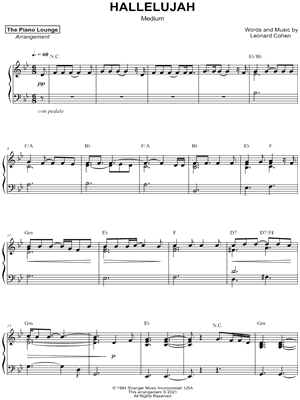 Hallelujah [medium] by The Piano Lounge - Sheet Music
