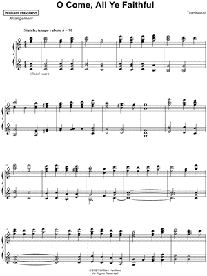 O Come, All Ye Faithful by William Haviland - Sheet Music