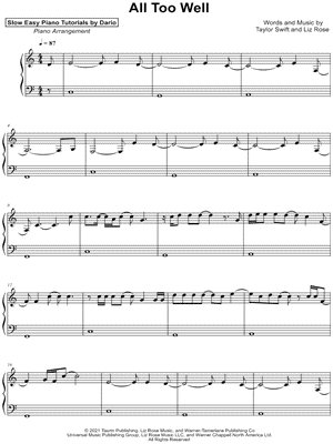 All Too Well [Slow Easy Piano Tutorial]