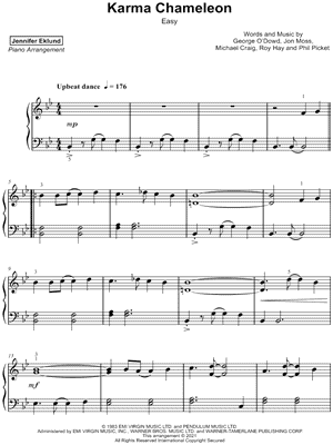 Karma Chameleon [easy] by Jennifer Eklund - Sheet Music