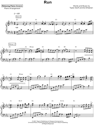 Run by Relaxing Piano Covers - Sheet Music