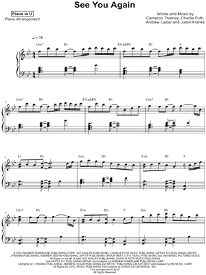 See You Again by Piano in U - Sheet Music