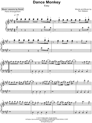 Dance Monkey [easy] by Music Lessons by Darek - Sheet Music