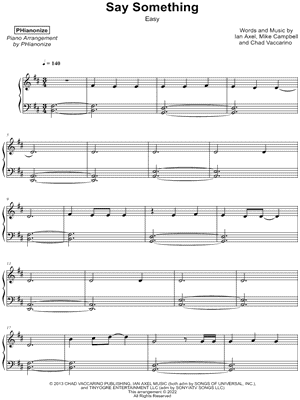 Say Something [easy] by PHianonize - Sheet Music