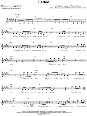 Faded by Music Lessons by Darek - Sheet Music
