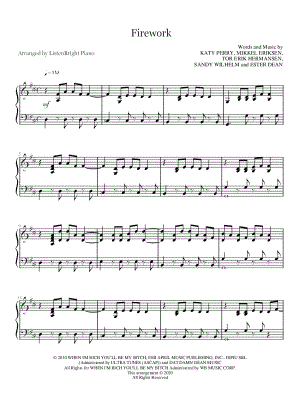 Firework by Listen Bright Piano - Sheet Music