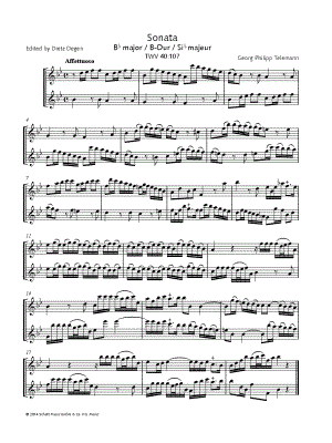 Sonata in Bb Major, TWV40:107 - Treble Recorder Duet