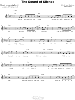 The Sound of Silence by Music Lessons by Darek - Sheet Music