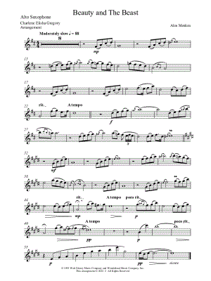 Beauty and the Beast - Alto Saxophone & Violin