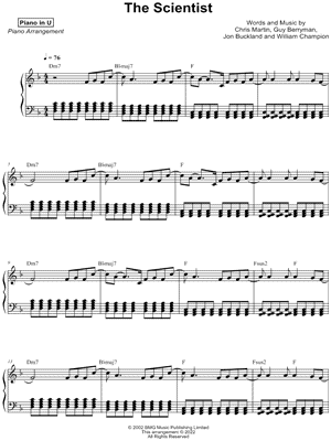 The Scientist by Piano in U - Sheet Music