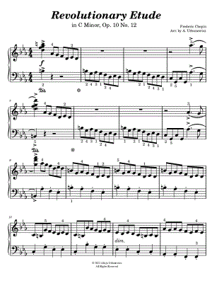 Revolutionary Etude - Etude In C Minor, Op. 10, No. 12 by Alicja Urbanowicz - Sheet Music