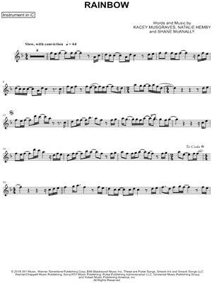 Rainbow - C Instrument by Kacey Musgraves - Sheet Music