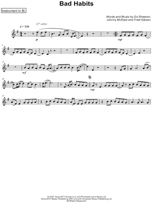 Bad Habits - Bb Instrument