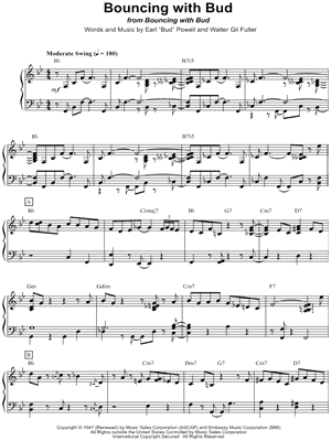 Bouncing With Bud by Bud Powell Trio - Sheet Music