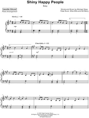 Shiny Happy People [easy] by Jennifer Eklund - Sheet Music