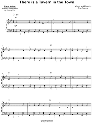 There Is a Tavern in the Town by Piano Notion - Sheet Music