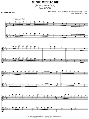 Remember Me (Ernesto de la Cruz) - Flute Duet from Coco - Sheet Music