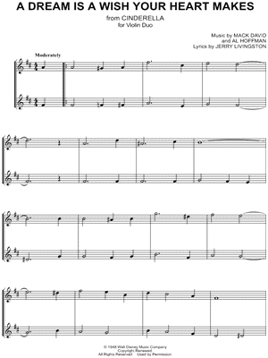 A Dream Is a Wish Your Heart Makes - Violin Duet