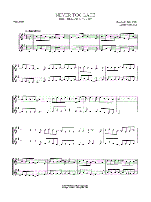 Never Too Late - Trumpet Duet
