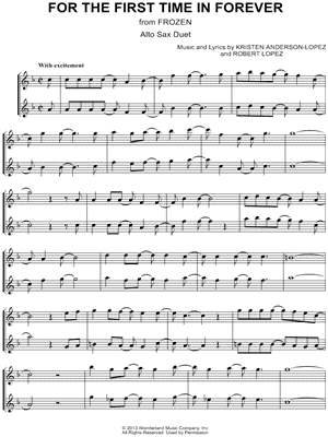 For the First Time in Forever - Alto Saxophone Duet