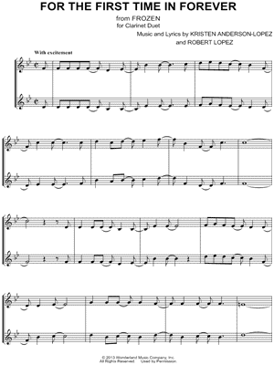 For the First Time in Forever - Clarinet Duet