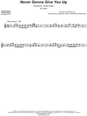 Never Gonna Give You Up [excerpt - easy] by Flutorials - Sheet Music