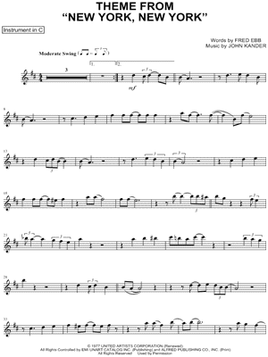Theme from New York, New York - C Instrument