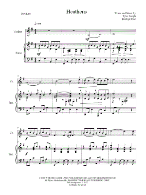 Heathens - Violin & Piano by Oleksandr Bozhyk - Bozhyk Duo - Sheet Music