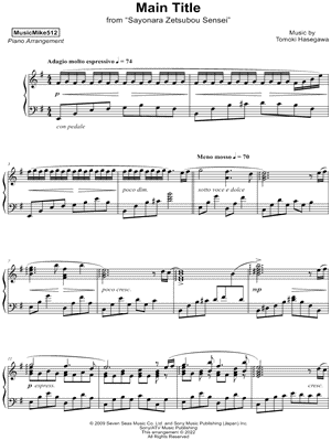 Main Title from Sayonara Zetsubou Sensei by MusicMike512 / Michael Tai - Sheet Music