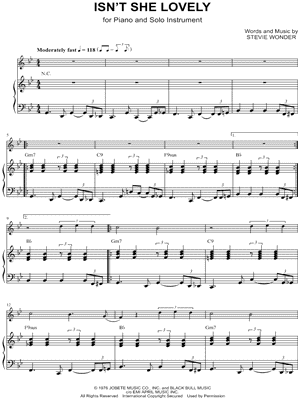 Isn't She Lovely - Piano Accompaniment by Stevie Wonder - Sheet Music