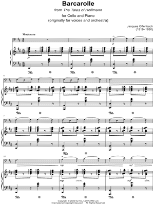 Barcarolle - Cello & Piano by Jacques Offenbach - Sheet Music