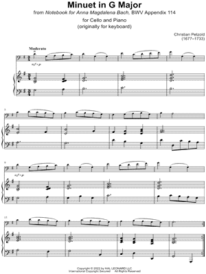 Minuet in G Major - Cello & Piano