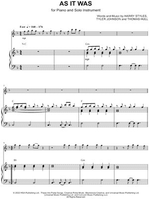 As It Was - Piano Accompaniment