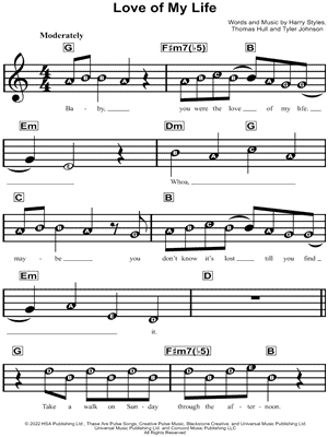 Love of My Life by Harry Styles - Sheet Music