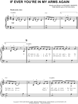 If Ever You're in My Arms Again by Peabo Bryson - Sheet Music