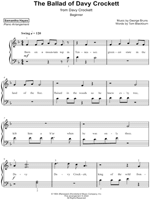 The Ballad of Davy Crockett [beginner] by Samantha Hayes - Sheet Music