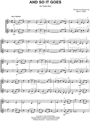And So It Goes - Violin Duet by Billy Joel - Sheet Music