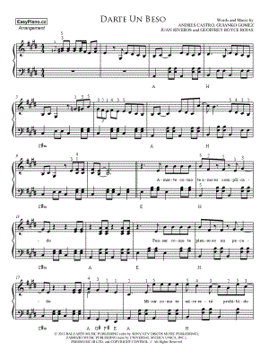 Darte un Beso by EasyPiano.cz - Sheet Music