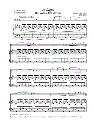 The Swan (Le Cygne) - Double Bass & Piano by Camille Saint-Saëns - Sheet Music