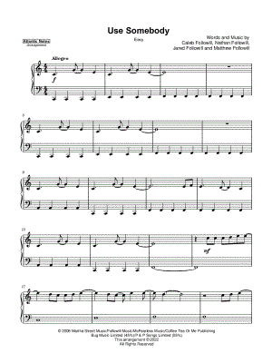 Use Somebody by Atlantic Lights - Sheet Music